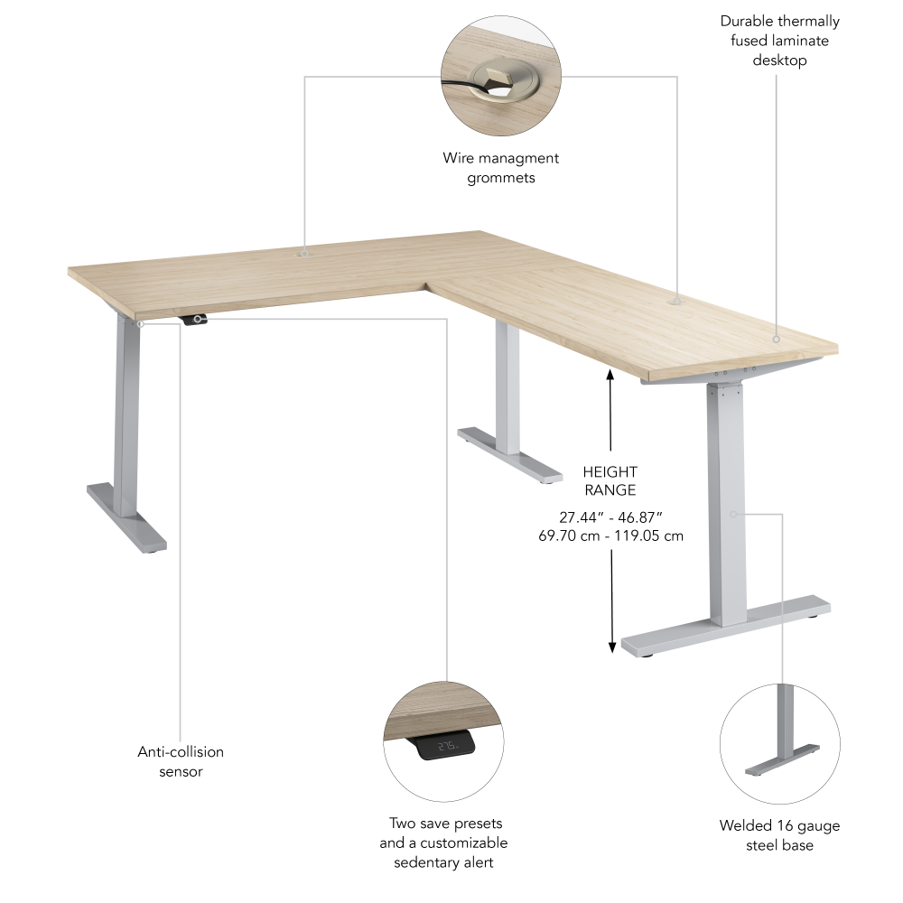 Move 60 Series 60W Height Adjustable L Shaped Standing Desk