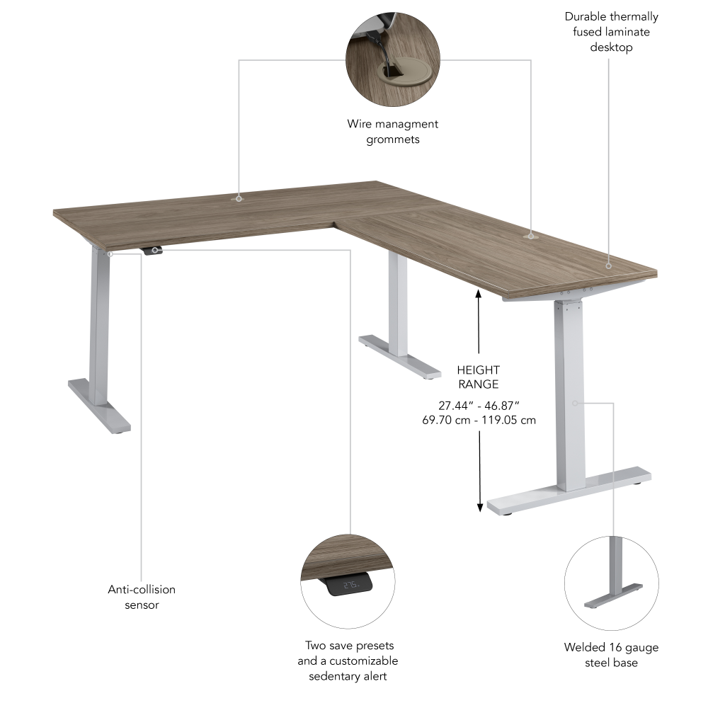 Move 60 Series 60W Height Adjustable L Shaped Standing Desk