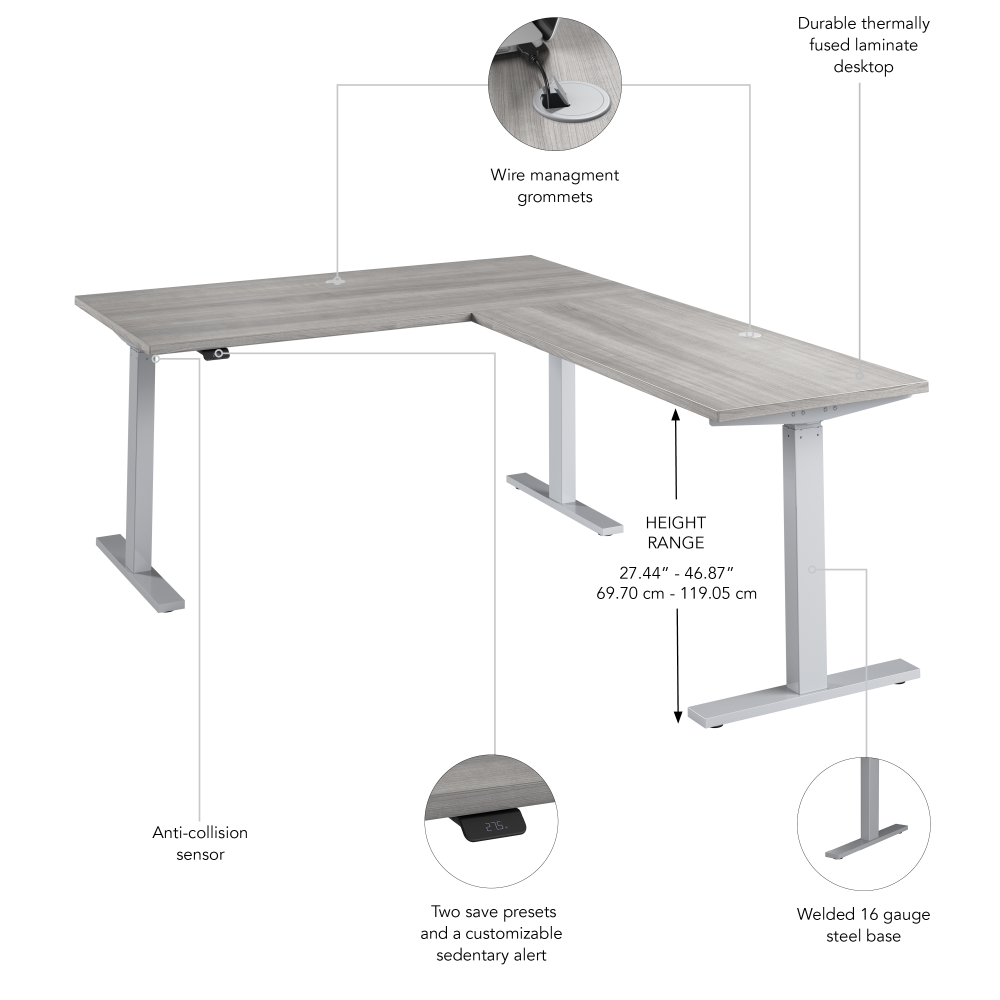 Move 60 Series 60W Height Adjustable L Shaped Standing Desk