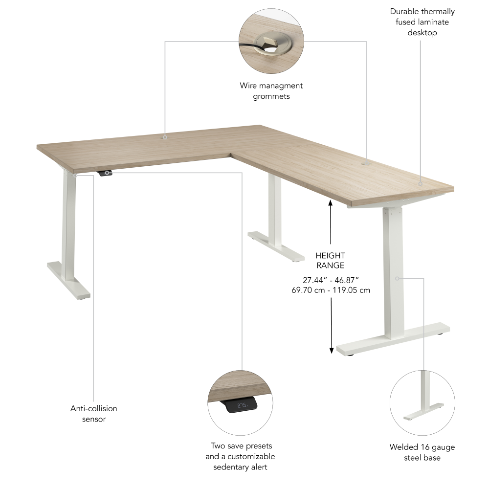 Move 60 Series 60W Height Adjustable L Shaped Standing Desk
