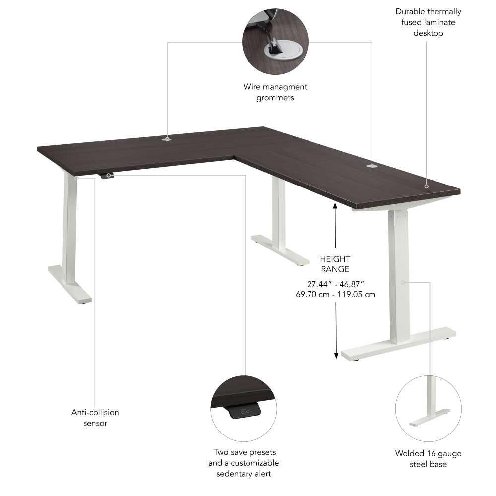 Move 60 Series 60W Height Adjustable L Shaped Standing Desk