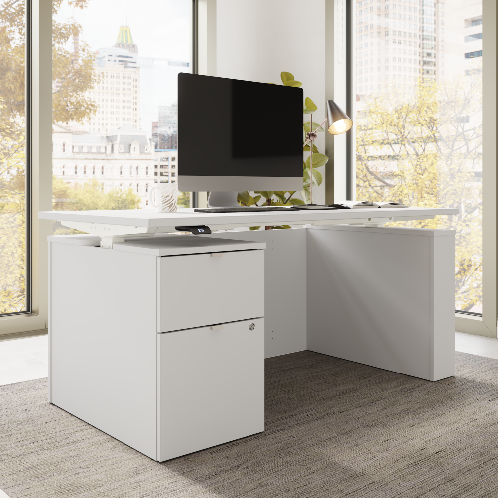 Stratus 60W x 30D Eletric Height Adjustable Standing Desk with File Cabinet