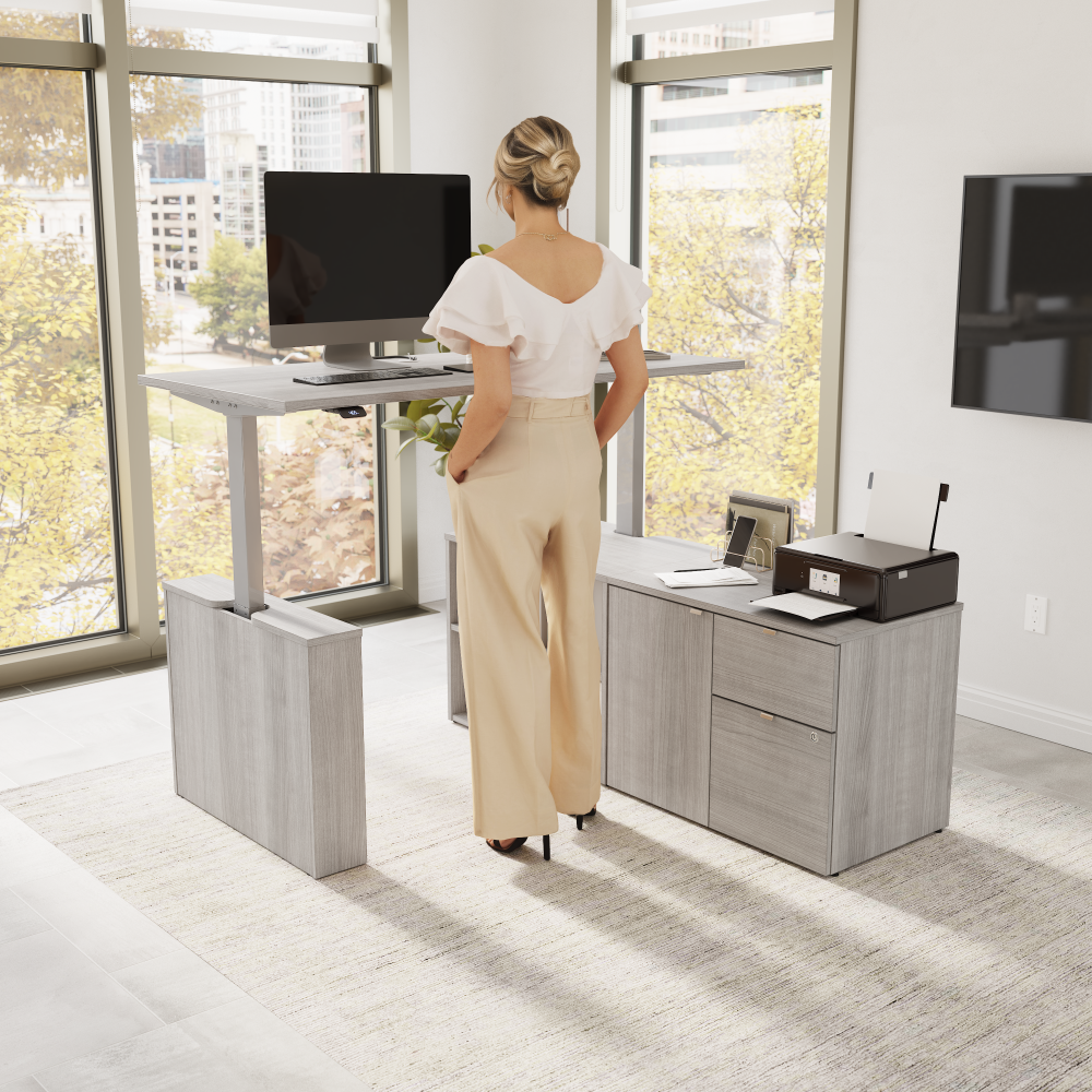 Stratus 60W x 30D Electric Height Adjustable Standing Desk with Storage