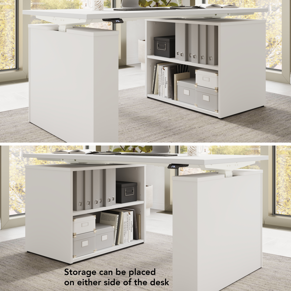 Stratus 60W x 30D Electric Height Adjustable Standing Desk with Bookcase
