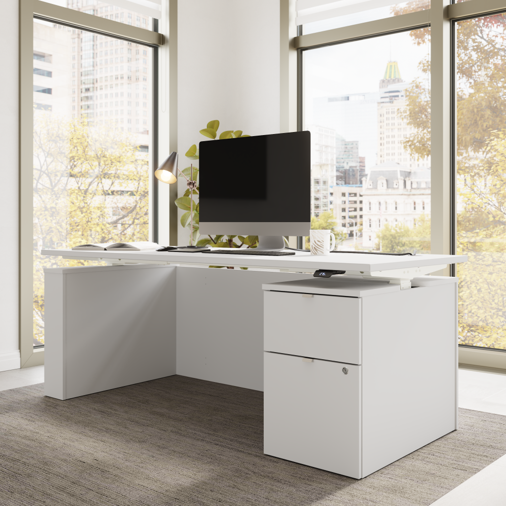 Stratus 72W x 30D Eletric Height Adjustable Standing Desk with File Cabinet