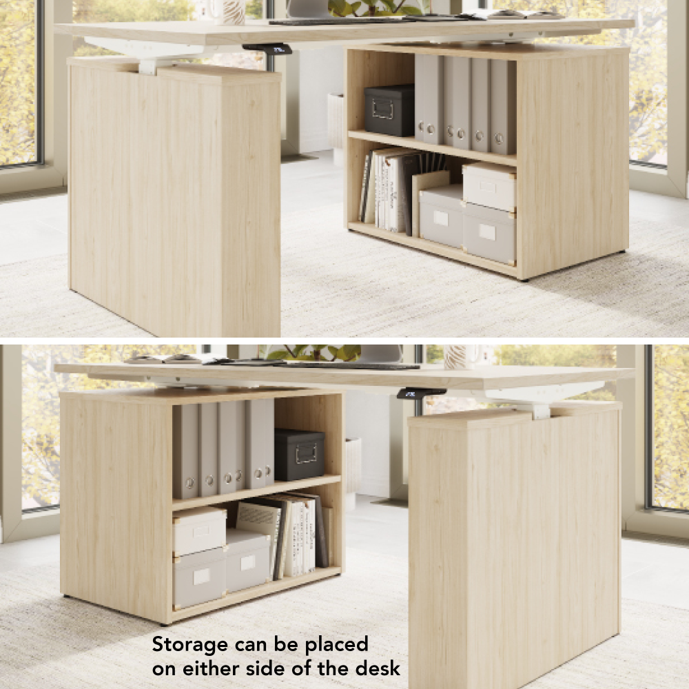 Stratus 60W x 30D Electric Height Adjustable Standing Desk with Bookcase