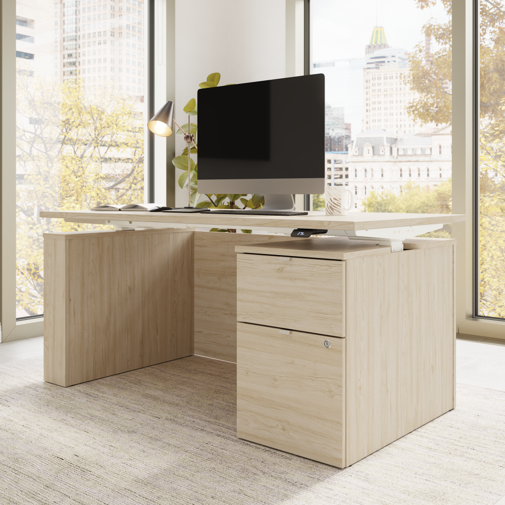 Stratus 60W x 30D Eletric Height Adjustable Standing Desk with File Cabinet