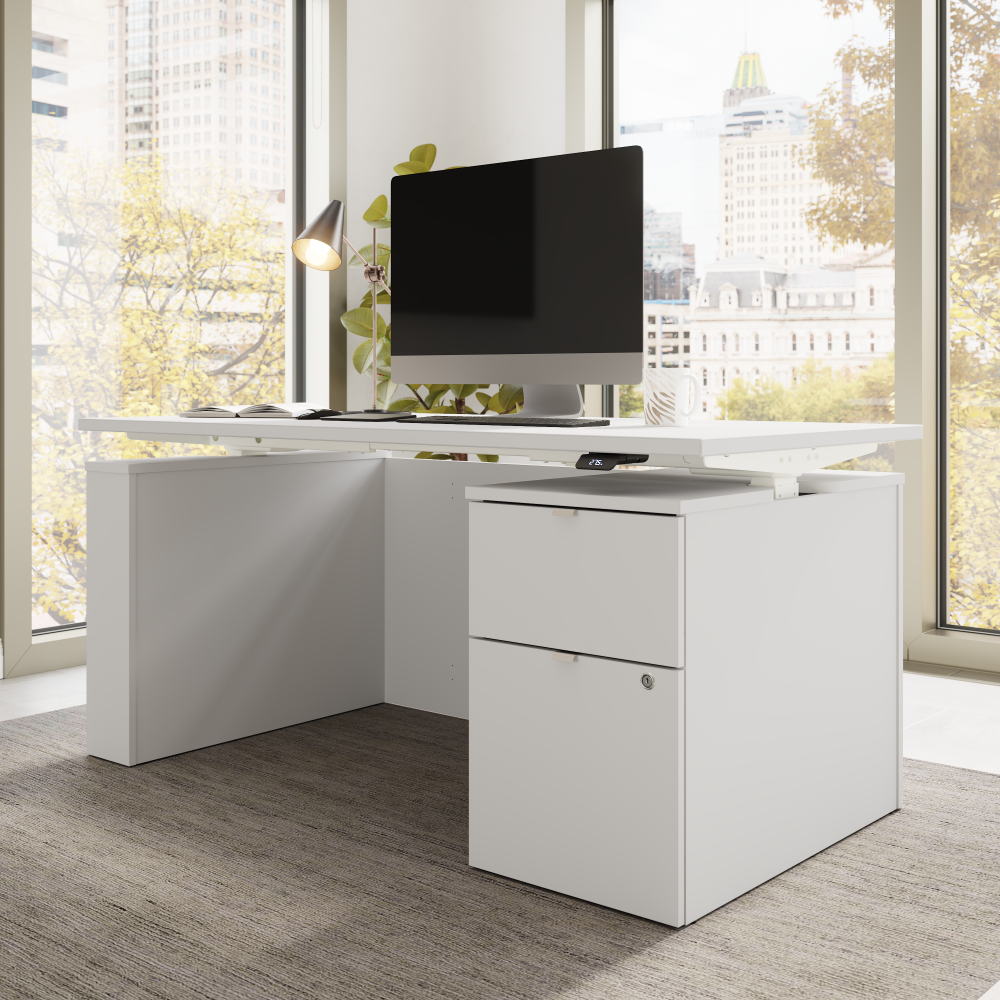 Stratus 60W x 30D Eletric Height Adjustable Standing Desk with File Cabinet