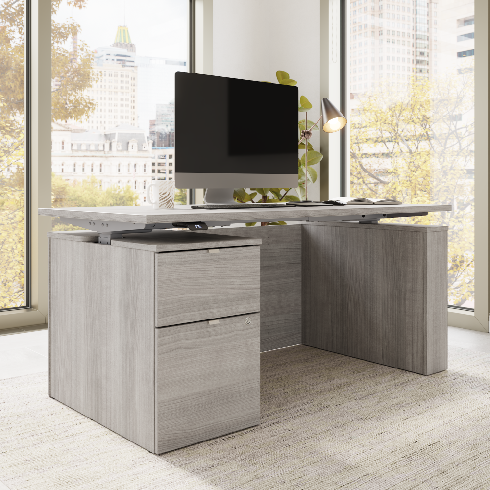 Stratus 60W x 30D Eletric Height Adjustable Standing Desk with File Cabinet