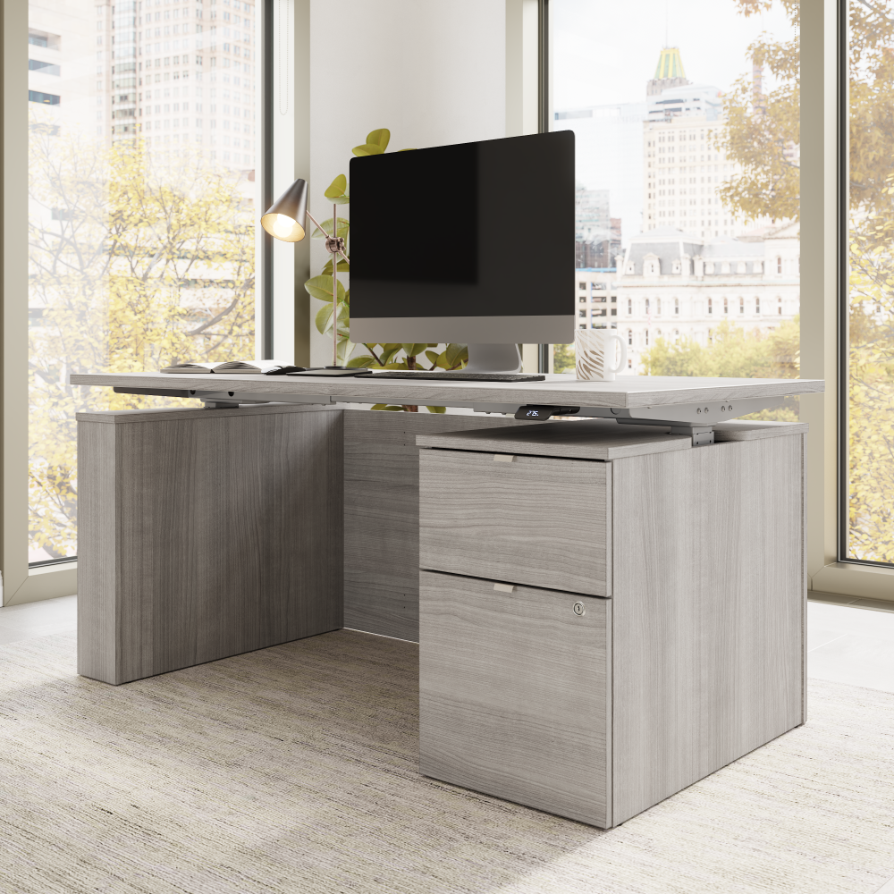 Stratus 60W x 30D Eletric Height Adjustable Standing Desk with File Cabinet